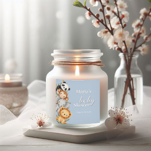 Pastel Tropical Baby Shower Jungle Safari Tiere Quadratischer Aufkleber