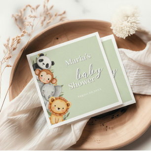 Pastel Tropical Baby Shower Jungle Safari Tiere Serviette