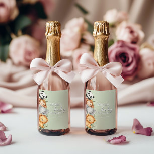 Pastel Tropical Baby Shower Jungle Safari Tiere Weinetikett