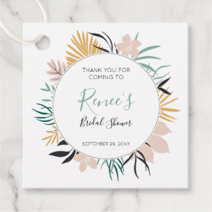 Pastel Tropical Blätter und Blume Brautparty Geschenkanhänger