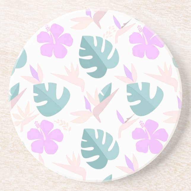 Pastel Tropical Floral Pattern Getränkeuntersetzer (Vorne)