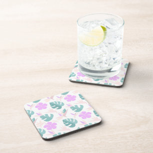 Pastel Tropical Floral Pattern Getränkeuntersetzer