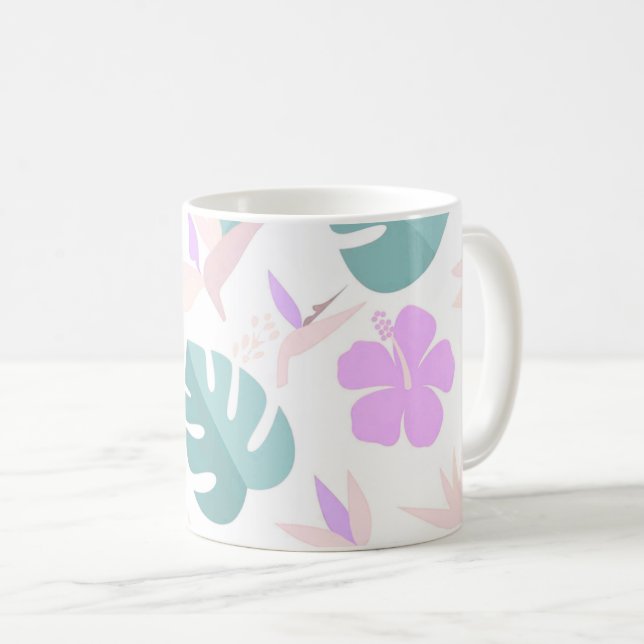 Pastel Tropical Floral Pattern Kaffeetasse (VorderseiteRechts)