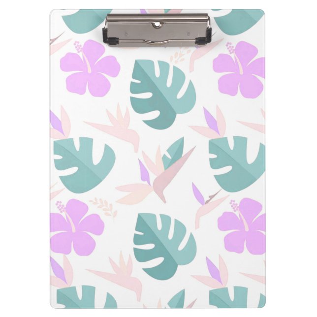 Pastel Tropical Floral Pattern Klemmbrett (Vorderseite)
