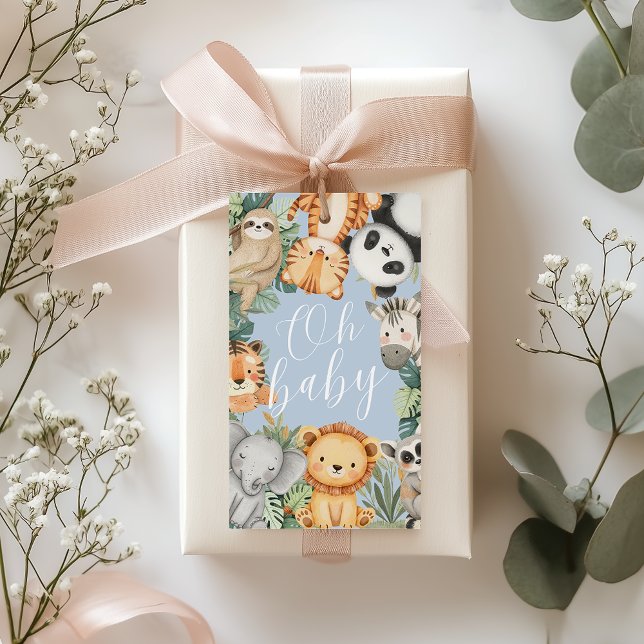 Pastel Tropical Jungle Safari BabyduscheTiere Geschenkanhänger (Von Creator hochgeladen)