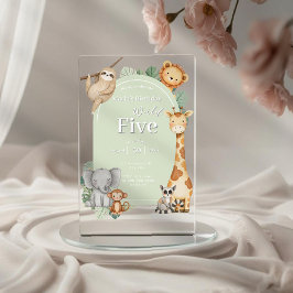 Pastel Tropical Jungle Safari Geburtstag von Tiere Acryleinladungen