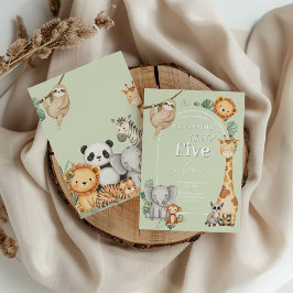 Pastel Tropical Jungle Safari Geburtstag von Tiere Einladung