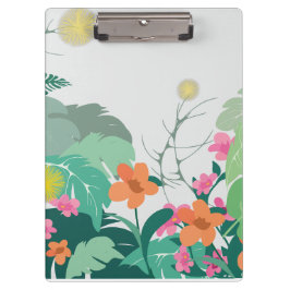 Pastel Tropical Leaves and Flowers Klemmbrett