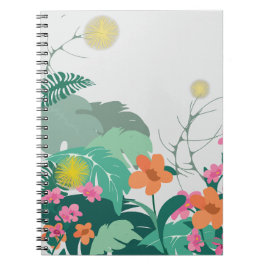 Pastel Tropical Leaves and Flowers Notizblock