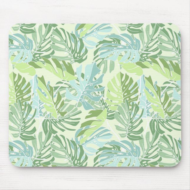 Pastel Tropical Palm Blätter Mousepad (Vorne)