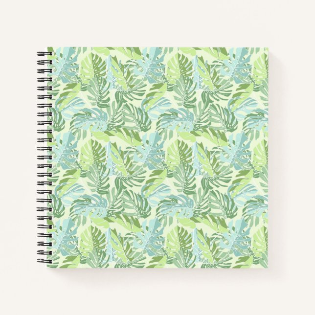 Pastel Tropical Palm Blätter Notizbuch (Vorderseite)