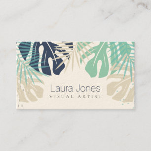 Pastel Tropical Palms Visuell Design Artist Visitenkarte