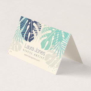 Pastel Tropical Palms Visuell Design Artist Visitenkarten