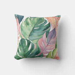 Pastel Tropical Philodendron Monstera Pflanze Blät Kissen