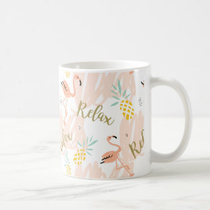 Pastel Tropical Pink Flamingo Muster Tasse
