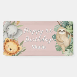 Pastel Tropical Wild One Jungle Safari Foto Banner