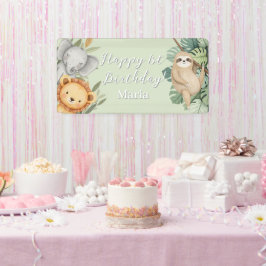 Pastel Tropical Wild One Jungle Safari Foto Banner