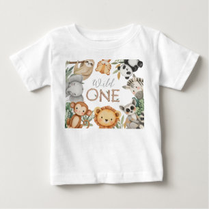 Pastel Tropical Wild One Jungle Safari Tiere Baby T-shirt