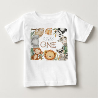 Pastel Tropical Wild One Jungle Safari Tiere Baby T-shirt