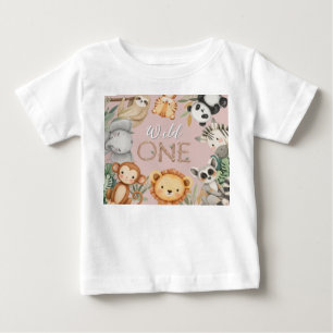 Pastel Tropical Wild One Jungle Safari Tiere Baby T-shirt
