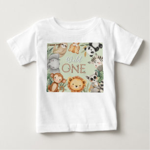 Pastel Tropical Wild One Jungle Safari Tiere Baby T-shirt