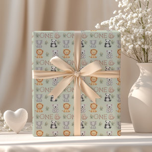 Pastel Tropical Wild One Jungle Safari Tiere Geschenkpapier