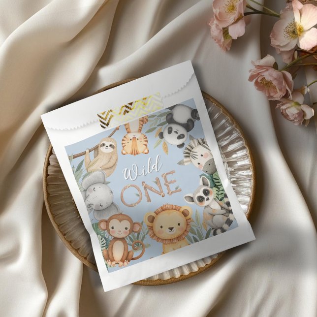 Pastel Tropical Wild One Jungle Safari Tiere Geschenktütchen (Von Creator hochgeladen)