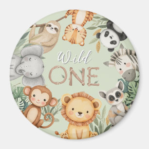 Pastel Tropical Wild One Jungle Safari Tiere Magnet