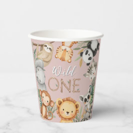 Pastel Tropical Wild One Jungle Safari Tiere Pappbecher