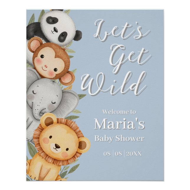 Pastel Tropical Wild One Jungle Safari Tiere Poster (Vorderseite)