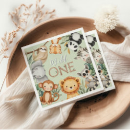 Pastel Tropical Wild One Jungle Safari Tiere Serviette