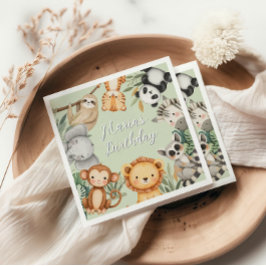 Pastel Tropical Wild One Jungle Safari Tiere Serviette