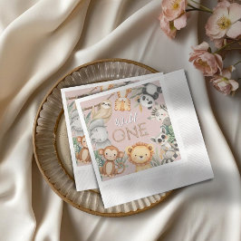 Pastel Tropical Wild One Jungle Safari Tiere Serviette