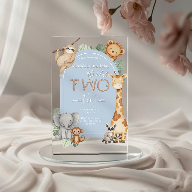 Pastel Tropical Wild Two Jungle Safari Tiere Acryleinladungen (Von Creator hochgeladen)