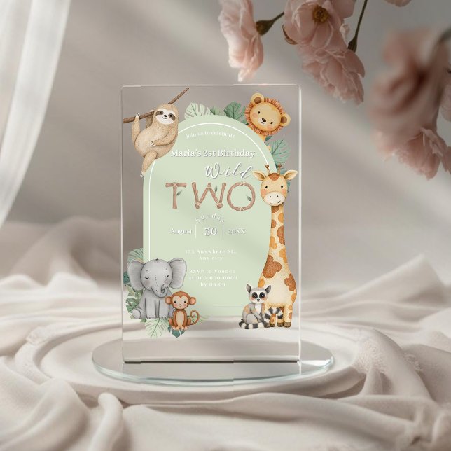 Pastel Tropical Wild Two Jungle Safari Tiere Acryleinladungen (Von Creator hochgeladen)