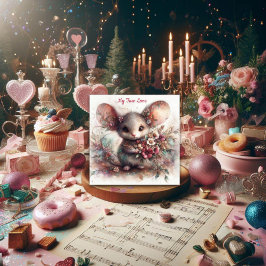 Pastel True Love Watercolor Maus Valentine Feiertagskarte