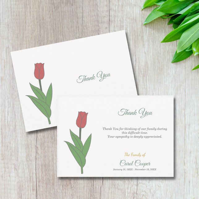 Pastel Tulip Beerdigung Dankeschön Karte (Pastel Tulip Funeral Thank You Note Card)