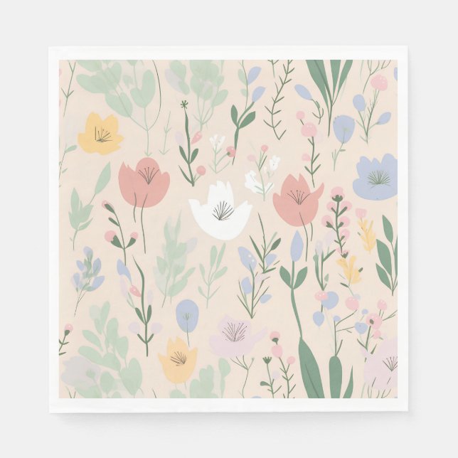 Pastel Tulip Design Serviette (Vorderseite)