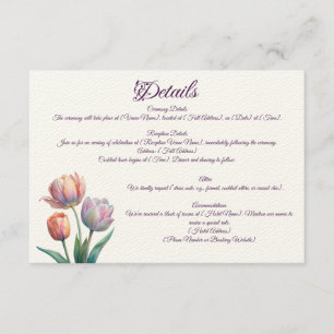 Pastel Tulip Wedding Suite Elegante Typografie Begleitkarte