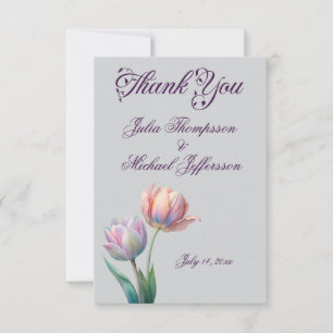 Pastel Tulip Wedding Suite Elegante Typografie Dankeskarte