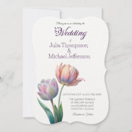Pastel Tulip Wedding Suite Elegante Typografie Einladung