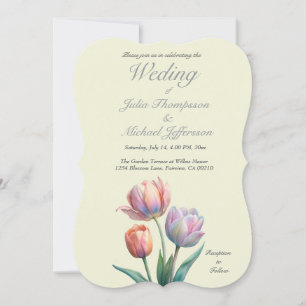 Pastel Tulip Wedding Suite Elegante Typografie Einladung