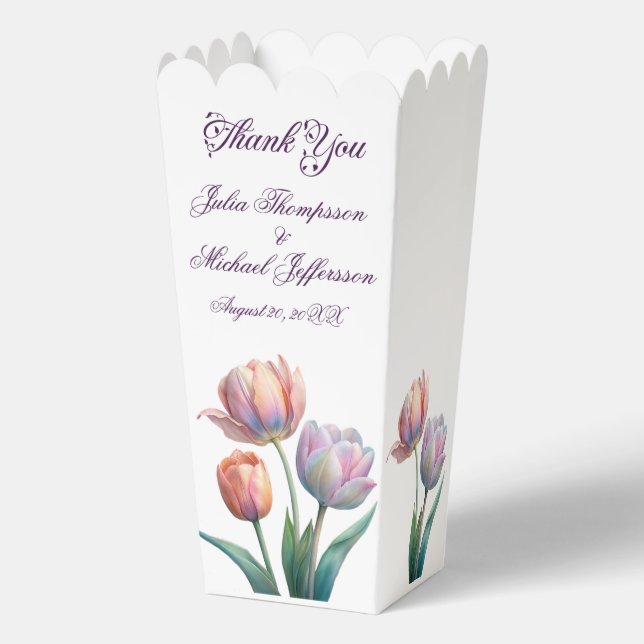 Pastel Tulip Wedding Suite Elegante Typografie Geschenkschachtel (Vorderseite)