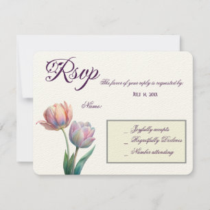 Pastel Tulip Wedding Suite Elegante Typografie RSVP Karte