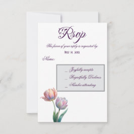 Pastel Tulip Wedding Suite Elegante Typografie RSVP Karte