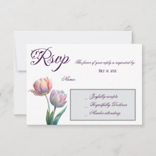 Pastel Tulip Wedding Suite Elegante Typografie RSVP Karte
