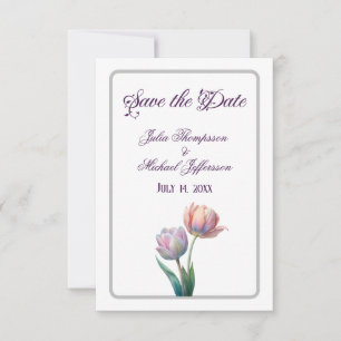 Pastel Tulip Wedding Suite Elegante Typografie Save The Date