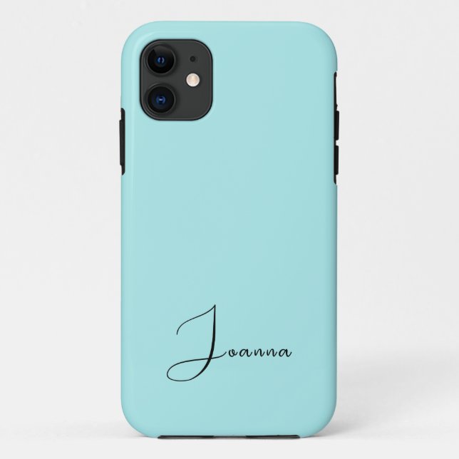 Pastel Türkis Solide Farbe | Minimalistischer Name Case-Mate iPhone Hülle (Rückseite)