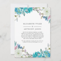 Pastel Turquoise Floral Reduced Guest List