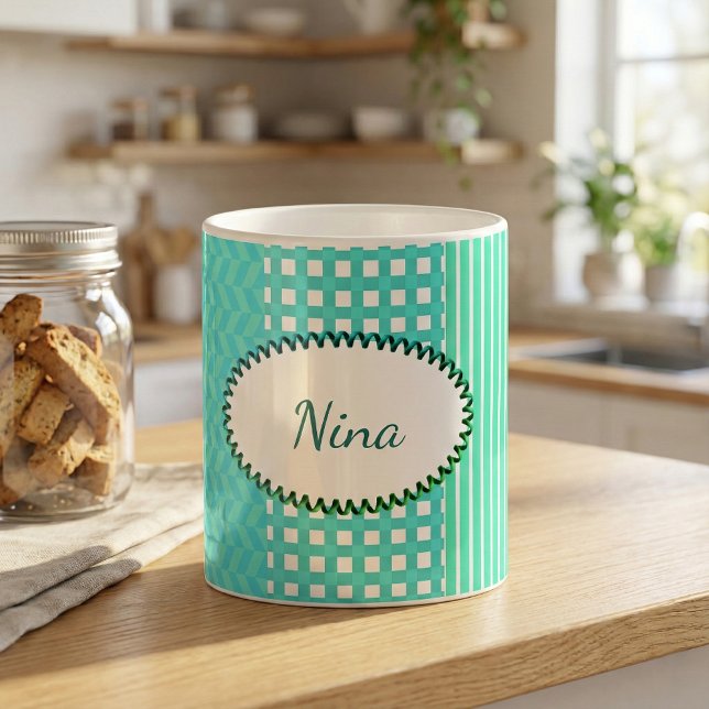 Pastel Turquoise Muster Mix Kaffeetasse (Von Creator hochgeladen)